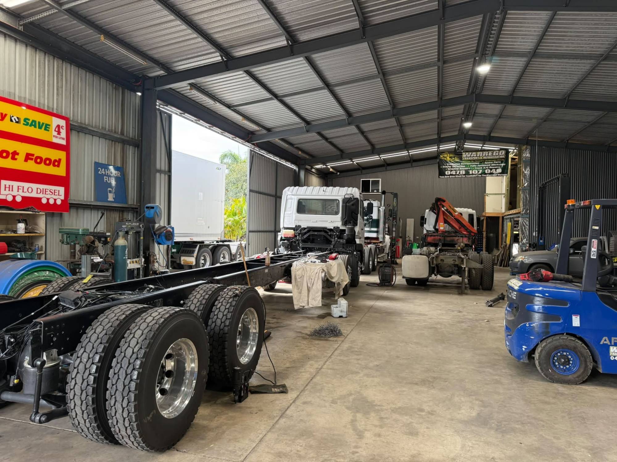Fully equipped truck workshop